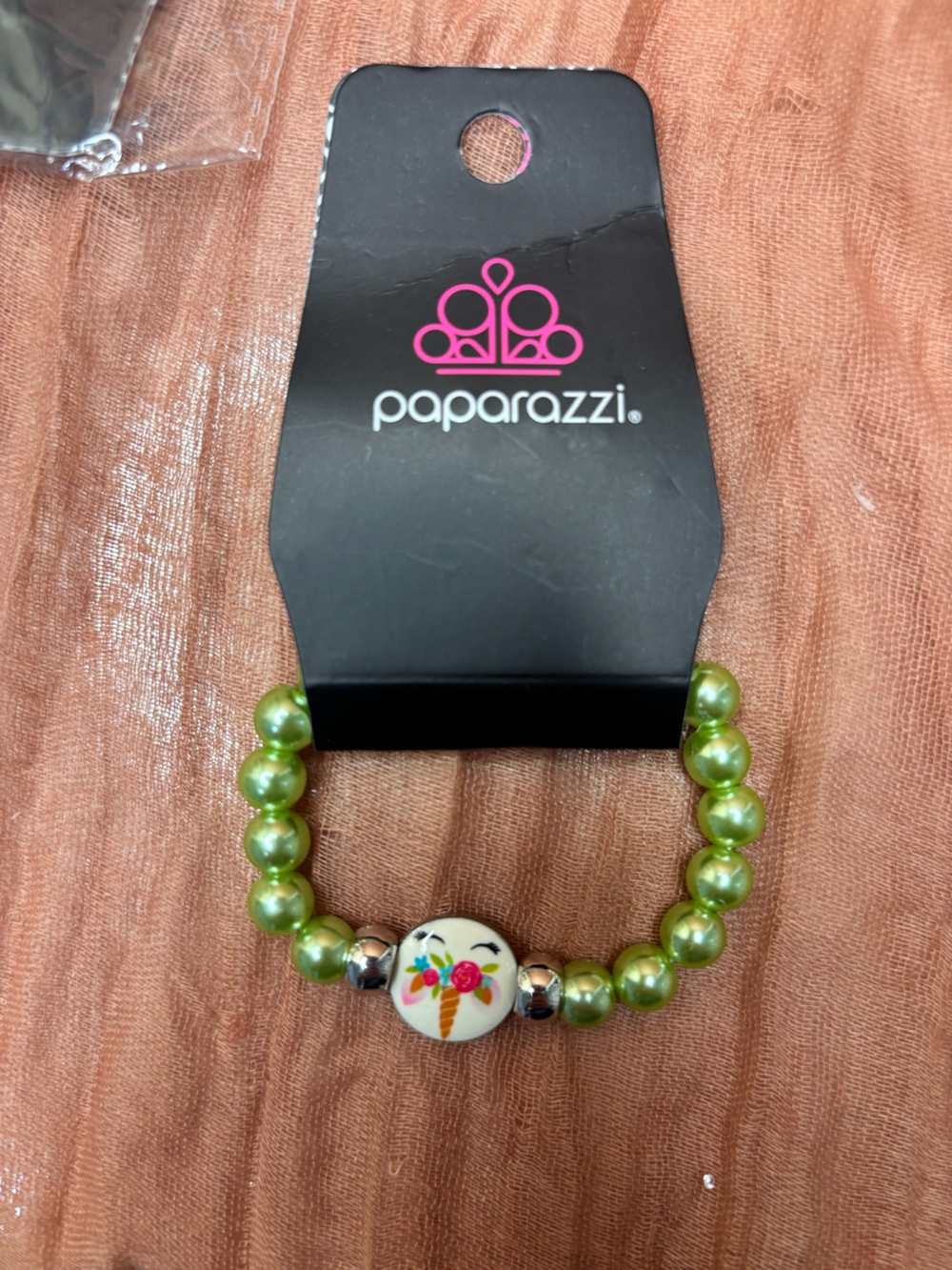 Paparazzi Shimmering Lime Pearl Bracelet with Floral Accent